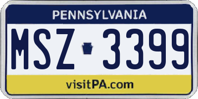 PA license plate MSZ3399