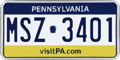 PA license plate MSZ3401