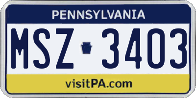 PA license plate MSZ3403