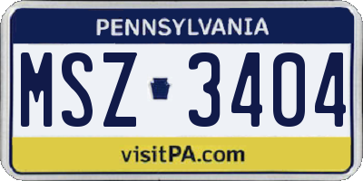 PA license plate MSZ3404