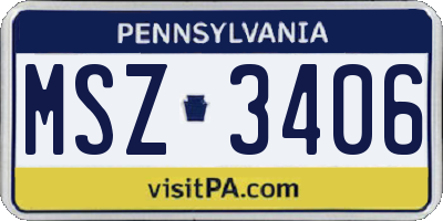 PA license plate MSZ3406