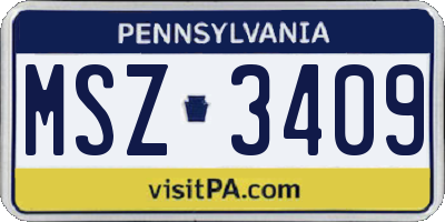 PA license plate MSZ3409