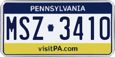 PA license plate MSZ3410