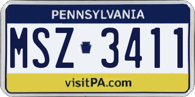 PA license plate MSZ3411