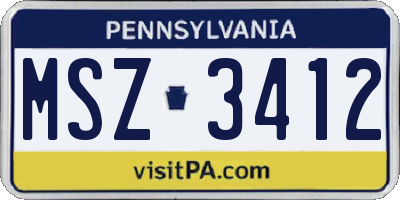 PA license plate MSZ3412