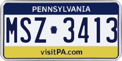 PA license plate MSZ3413