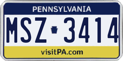 PA license plate MSZ3414