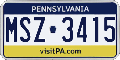 PA license plate MSZ3415