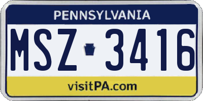 PA license plate MSZ3416