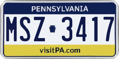 PA license plate MSZ3417