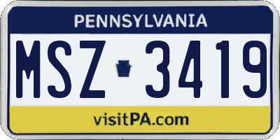 PA license plate MSZ3419