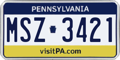 PA license plate MSZ3421