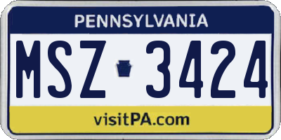 PA license plate MSZ3424