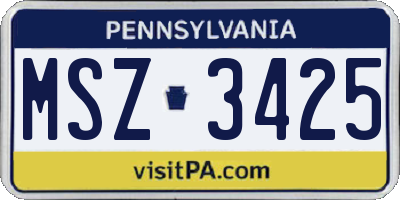 PA license plate MSZ3425