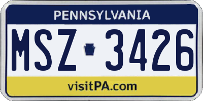 PA license plate MSZ3426