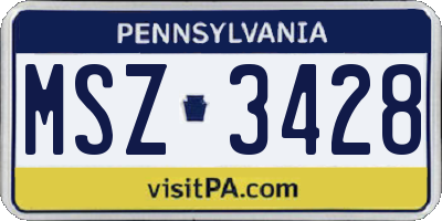 PA license plate MSZ3428