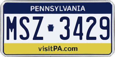 PA license plate MSZ3429