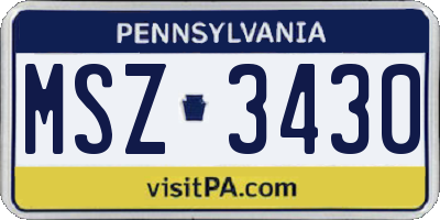 PA license plate MSZ3430
