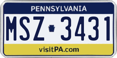 PA license plate MSZ3431
