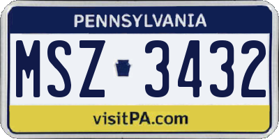 PA license plate MSZ3432