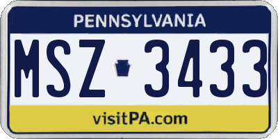 PA license plate MSZ3433