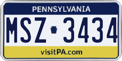 PA license plate MSZ3434