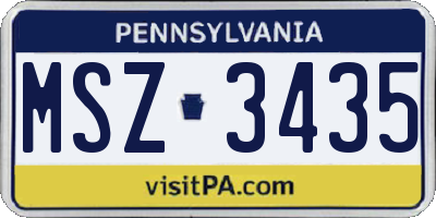 PA license plate MSZ3435