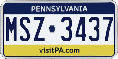 PA license plate MSZ3437