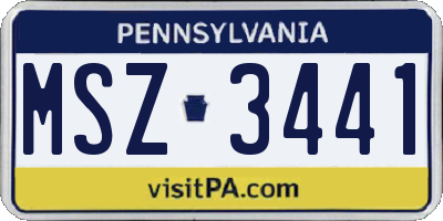 PA license plate MSZ3441