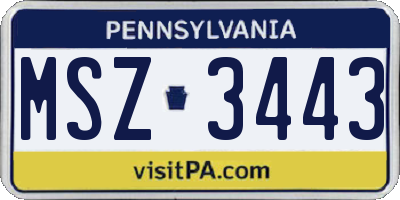 PA license plate MSZ3443