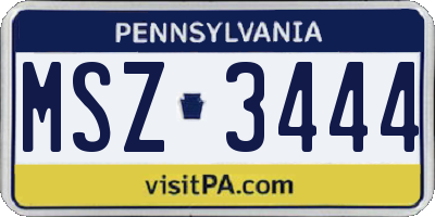 PA license plate MSZ3444