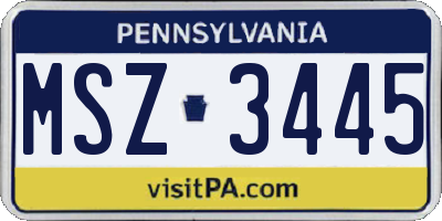 PA license plate MSZ3445