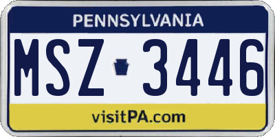 PA license plate MSZ3446