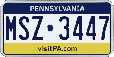 PA license plate MSZ3447