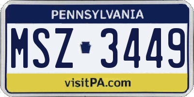 PA license plate MSZ3449