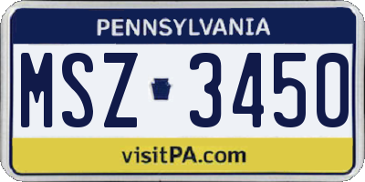 PA license plate MSZ3450