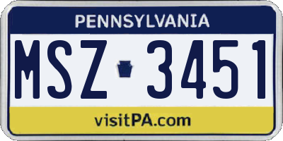 PA license plate MSZ3451