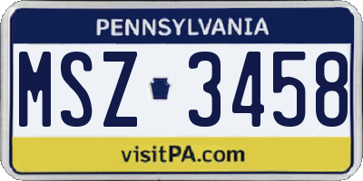 PA license plate MSZ3458