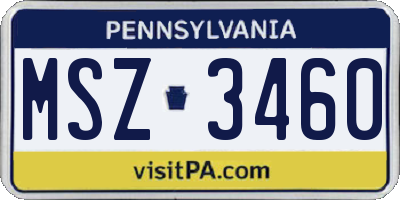 PA license plate MSZ3460