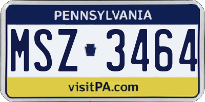 PA license plate MSZ3464