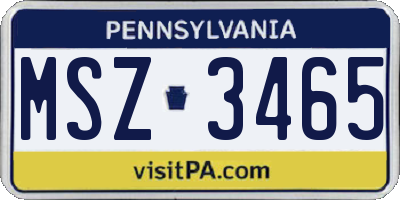 PA license plate MSZ3465