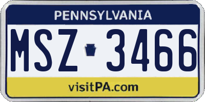 PA license plate MSZ3466