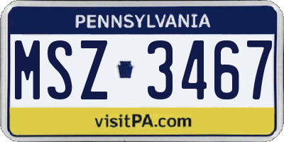 PA license plate MSZ3467