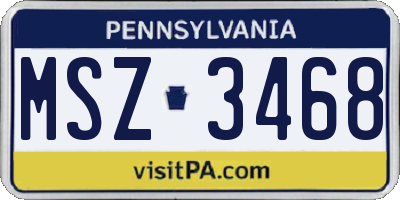 PA license plate MSZ3468