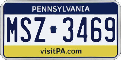 PA license plate MSZ3469