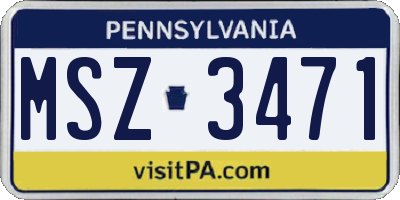 PA license plate MSZ3471