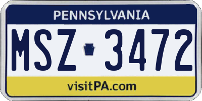 PA license plate MSZ3472