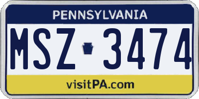 PA license plate MSZ3474