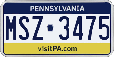 PA license plate MSZ3475