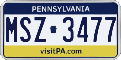 PA license plate MSZ3477